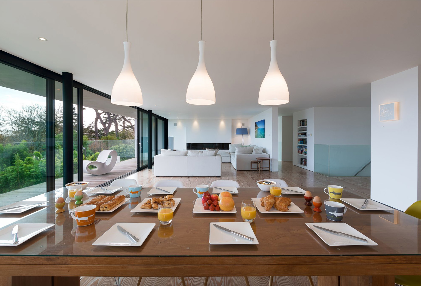 The glass-fronted kitchen at Salt House, St Ives